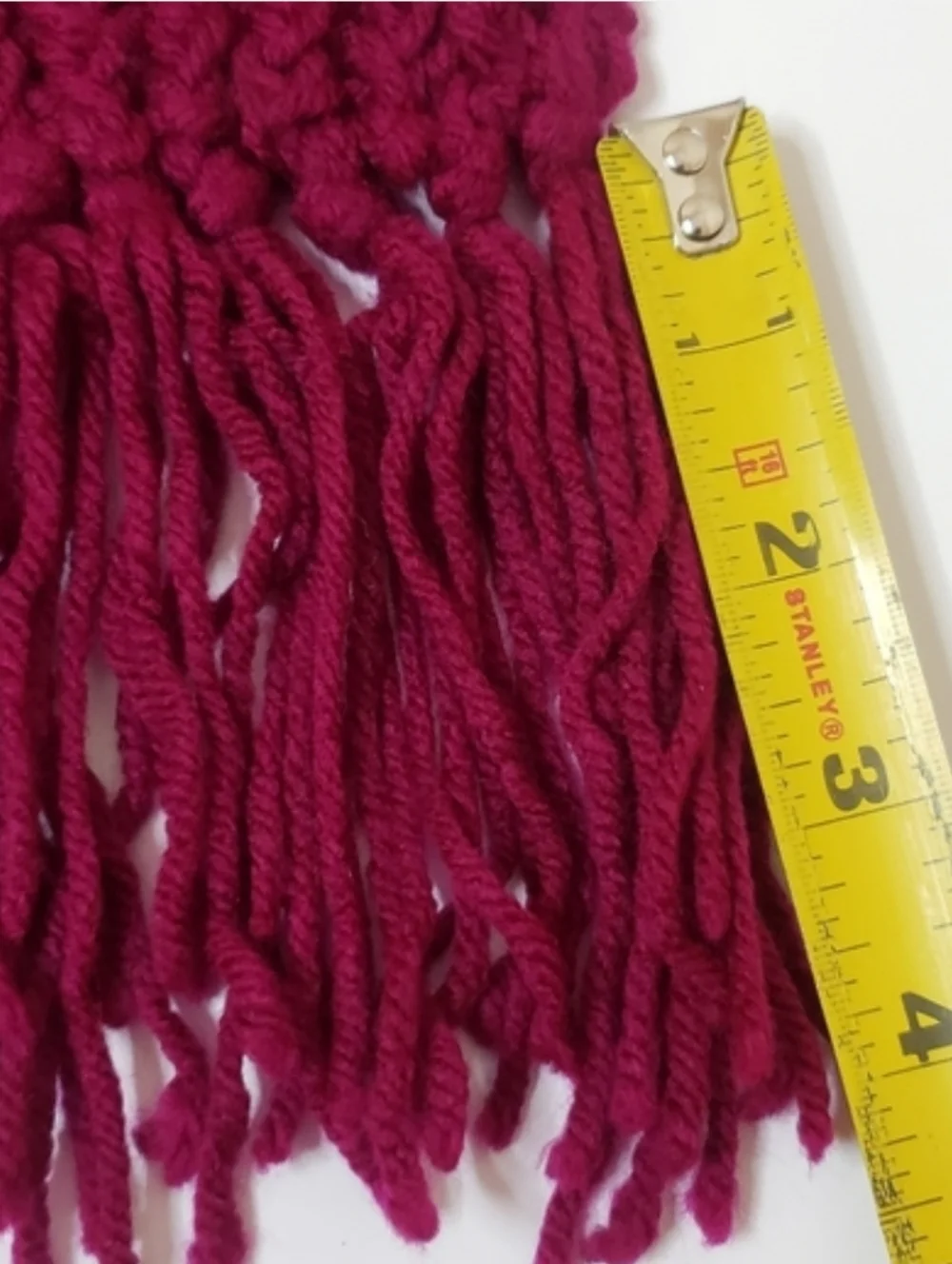 Handmade Burgundy Chunky Knit Scarf with Fringe Tassels - Boho Winter Wrap